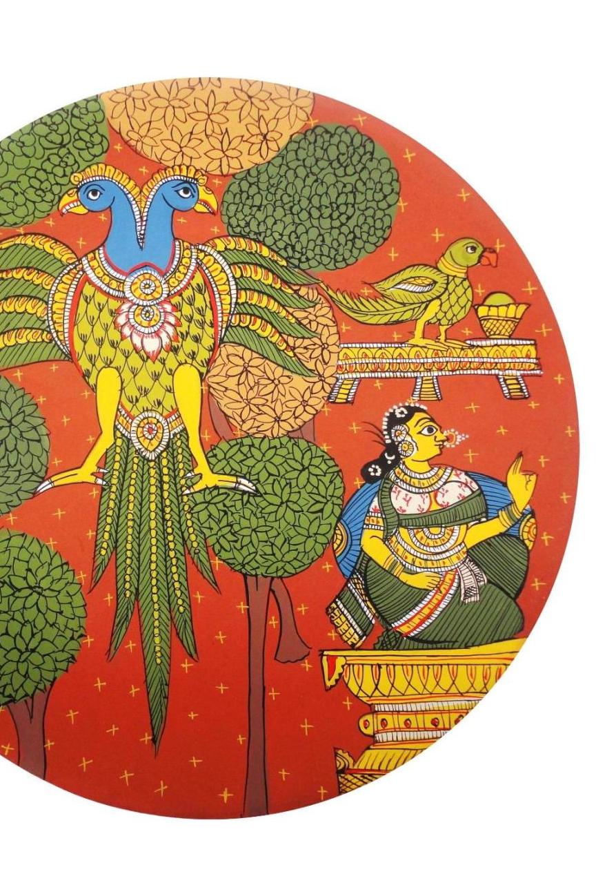 Queen and the Ganda Berunda in Cheriyal Painting